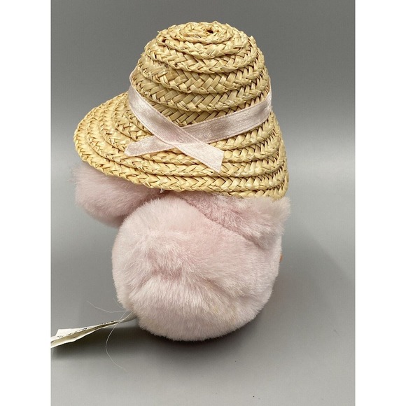 Walmart 5” Spring Pink Duck Baby Chick Duckling w/ Straw Hat and Bow Plush - Picture 4 of 7